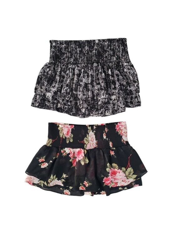 Express Dresses & Skirts - Express Floral & Snakeskin Print Smocked Mini Skirt Set | Size Large